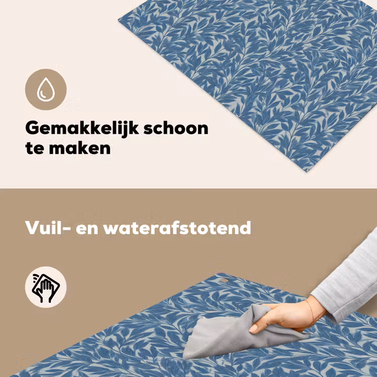 Bladeren - Klassiek - Patroon - Donkerblauw - Vintage Inductie beschemer met haakjes klein 777 -ky-schoon-nl