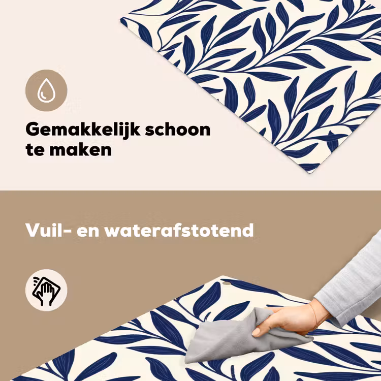 Bladeren - Klimop - Donkerblauw Inductie beschemer met haakjes klein -ky-schoon-nl