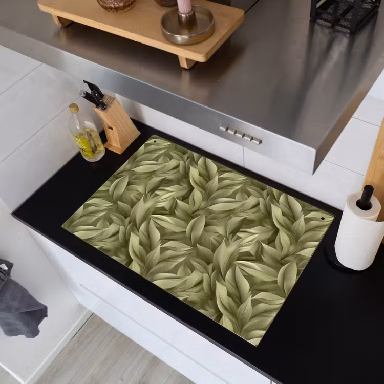 Bladeren - Modern - Groen Inductie beschemer met haakjes klein 777 -sfeer1