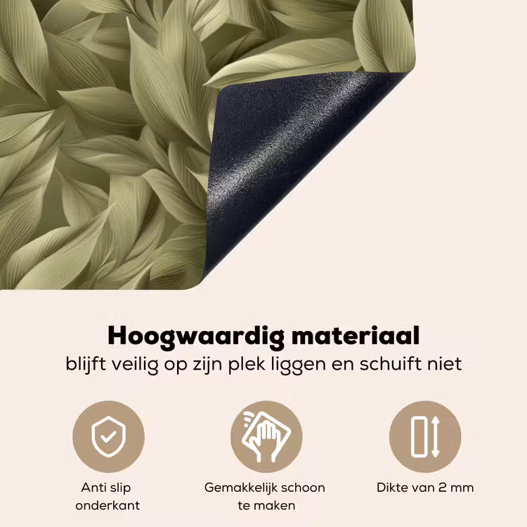 Bladeren - Modern - Groen Inductie beschemer met haakjes klein 777 -ky-onderkant-nl