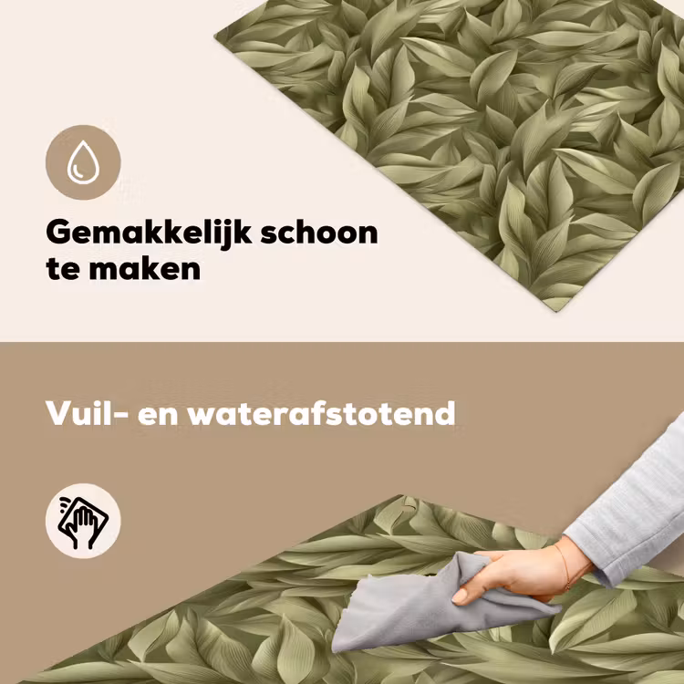 Bladeren - Modern - Groen Inductie beschemer met haakjes klein 777 -ky-schoon-nl