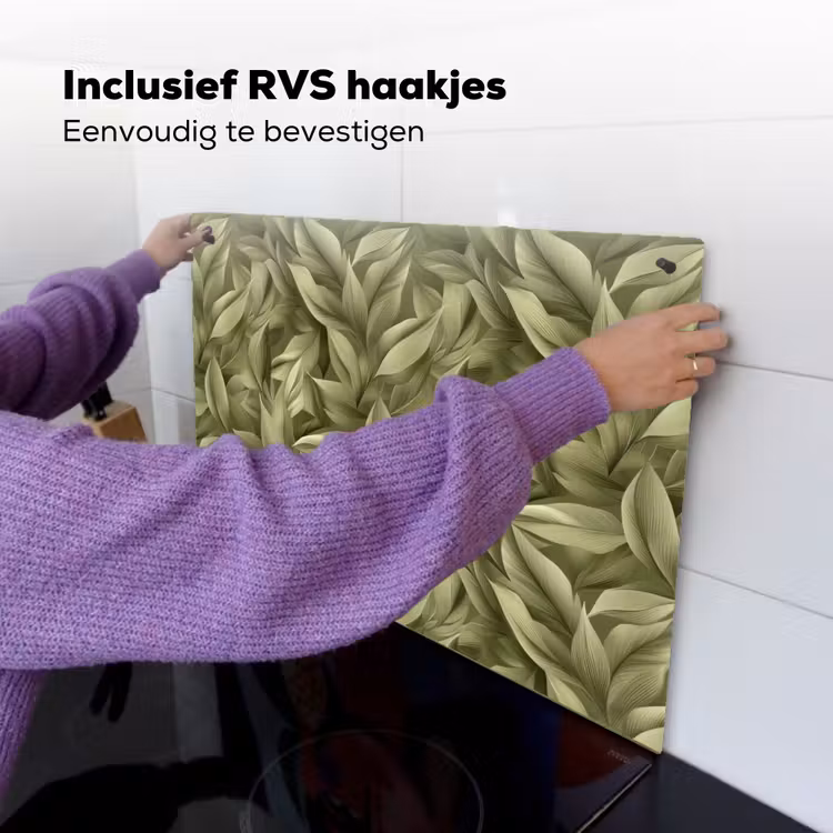 Bladeren - Modern - Groen Inductie beschemer met haakjes klein 777 -ky-ophangen-nl