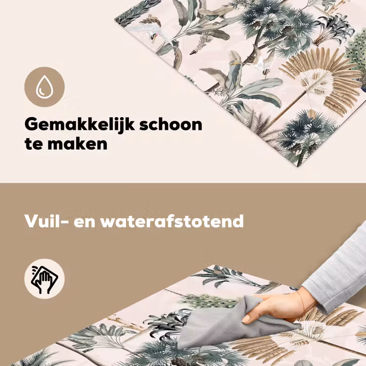 Bladeren - Monstera - Jungle - Tropical Inductie beschemer met haakjes klein -ky-schoon-nl
