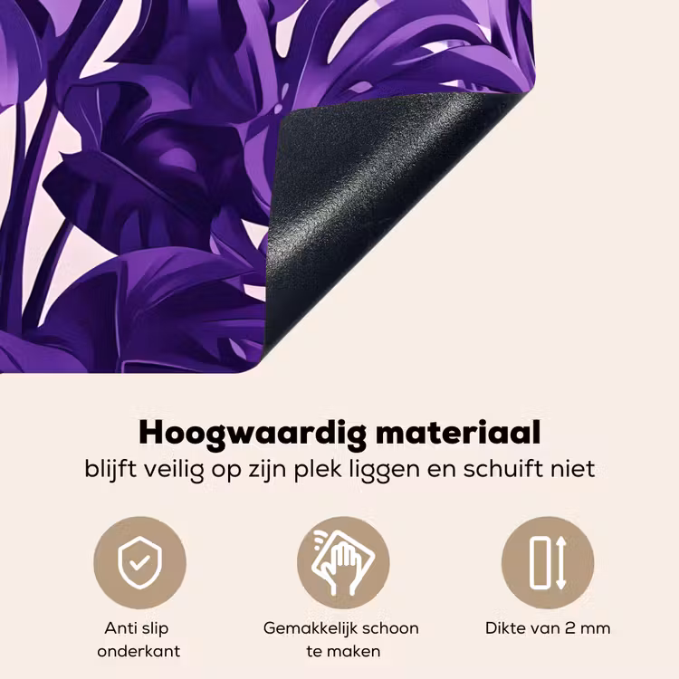 Bladeren - Paars - Tropisch - Abstract Inductie beschemer met haakjes klein -ky-onderkant-nl