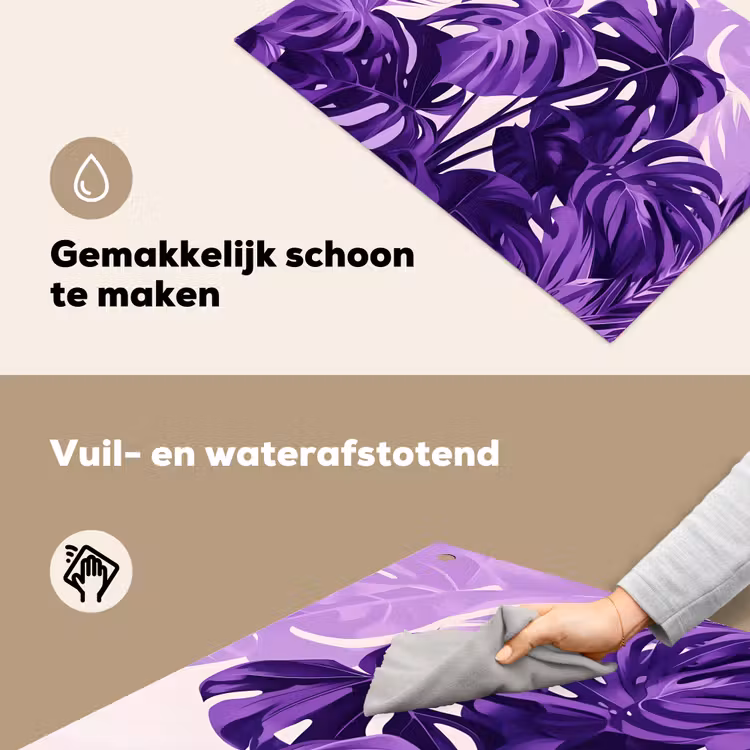 Bladeren - Paars - Tropisch - Abstract Inductie beschemer met haakjes klein -ky-schoon-nl