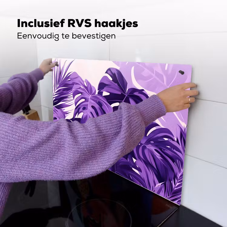 Bladeren - Paars - Tropisch - Abstract Inductie beschemer met haakjes klein -ky-ophangen-nl
