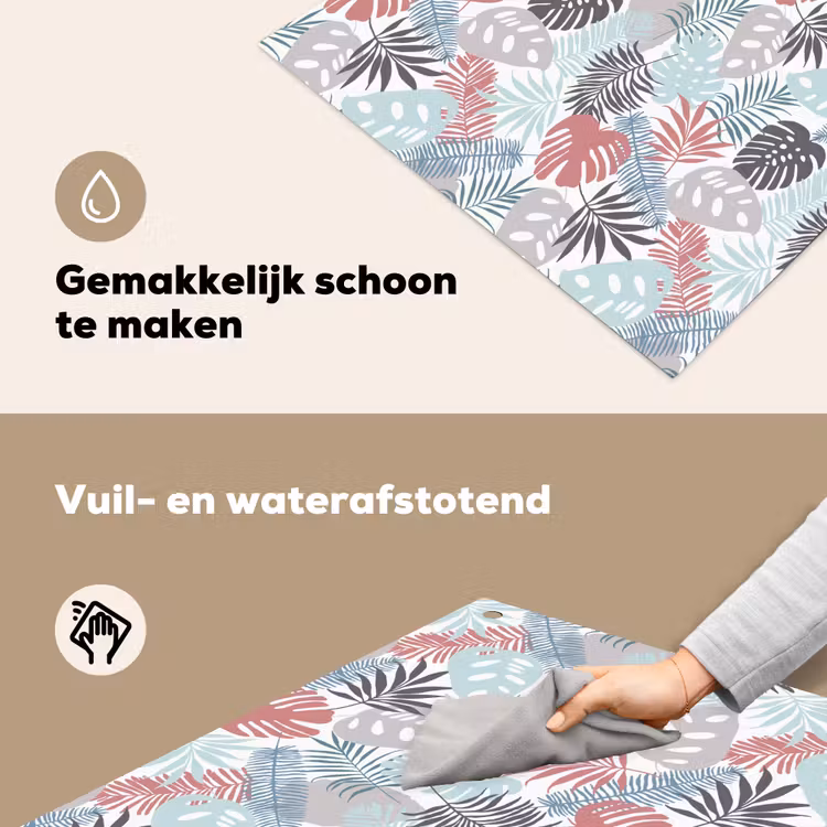 Inductie beschermer - Bladeren - Pastel - Jungle - Afdekplaat voor kookplaat Inductie beschemer met haakjes klein -ky-schoon-nl