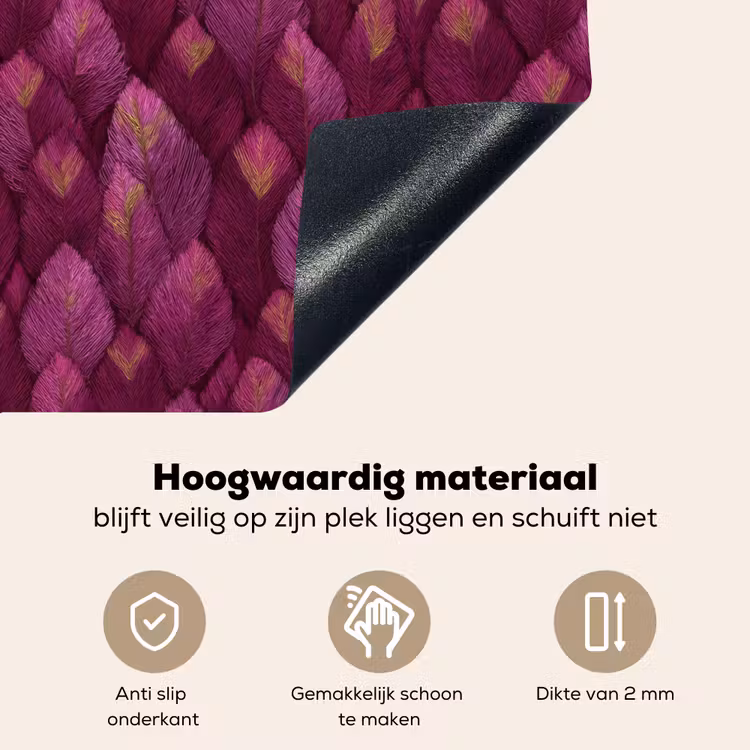 Bladeren - Patroon - Burgundy Inductie beschemer met haakjes klein 777 -ky-onderkant-nl