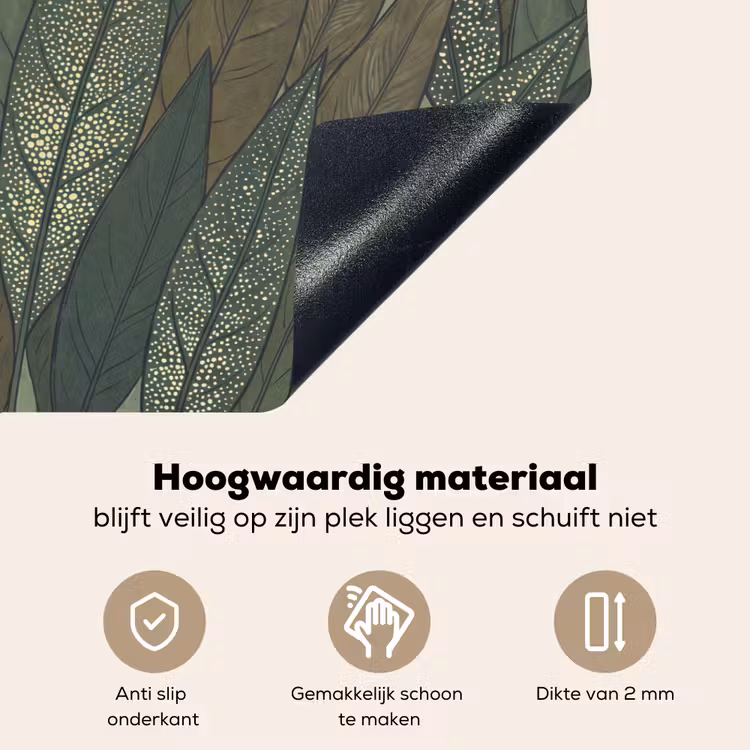 Bladeren - Patroon - Gestippeld - Natuur - Groen Inductie beschemer met haakjes klein -ky-onderkant-nl