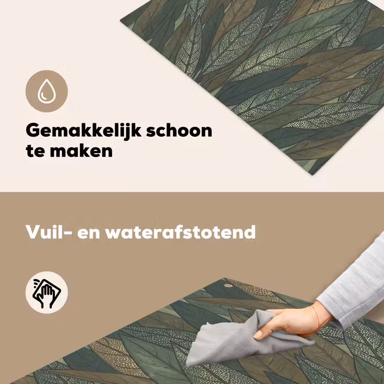 Bladeren - Patroon - Gestippeld - Natuur - Groen Inductie beschemer met haakjes klein -ky-schoon-nl