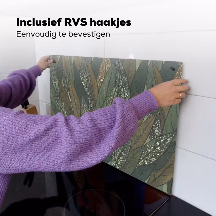 Bladeren - Patroon - Gestippeld - Natuur - Groen Inductie beschemer met haakjes klein -ky-ophangen-nl