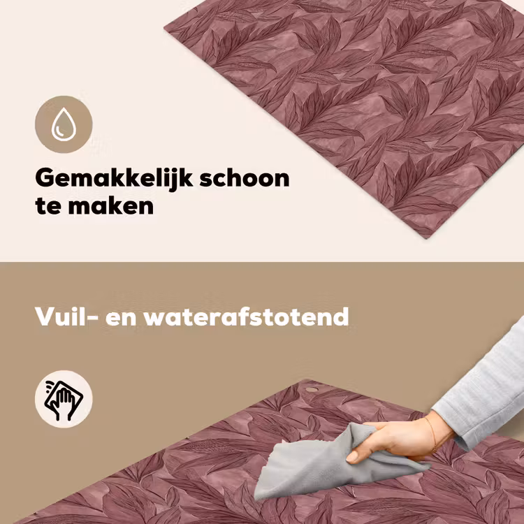 Bladeren - Patroon - Paars Inductie beschemer met haakjes klein 777 -ky-schoon-nl