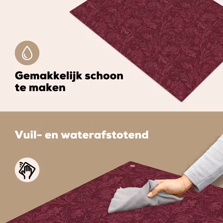 Bladeren - Patroon - Paars Inductie beschemer met haakjes klein 777 -ky-schoon-nl