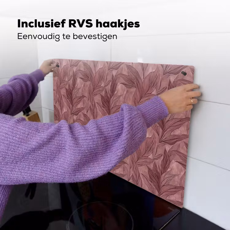 Bladeren - Patroon - Paars Inductie beschemer met haakjes klein 777 -ky-ophangen-nl