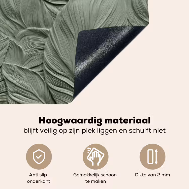 Bladeren - Textuur - Groen Inductie beschemer met haakjes klein 777 -ky-onderkant-nl