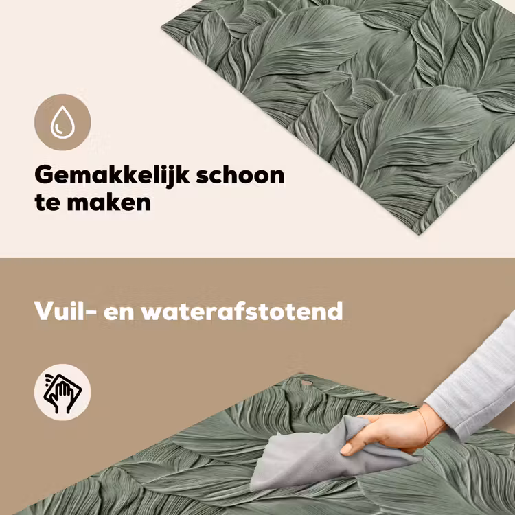 Bladeren - Textuur - Groen Inductie beschemer met haakjes klein 777 -ky-schoon-nl