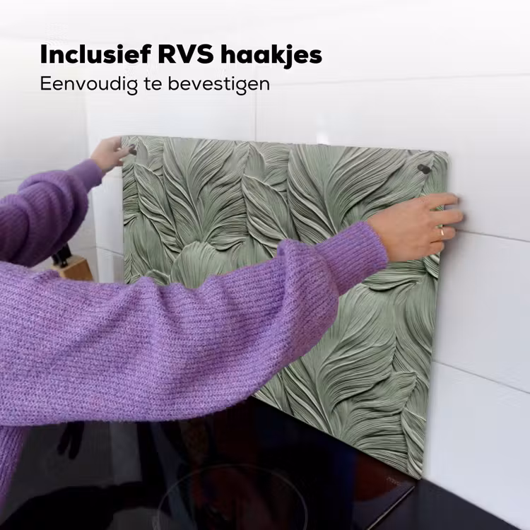 Bladeren - Textuur - Groen Inductie beschemer met haakjes klein 777 -ky-ophangen-nl