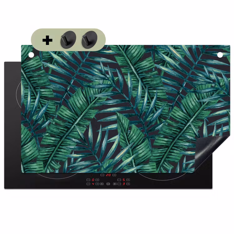 Bladeren - Tropical - Jungle Inductie beschemer met haakjes klein -3d