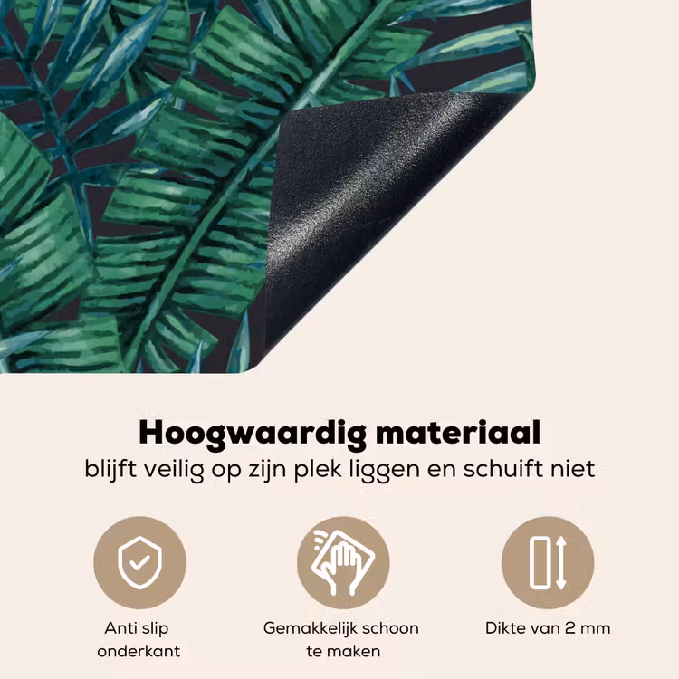 Bladeren - Tropical - Jungle Inductie beschemer met haakjes klein -ky-onderkant-nl