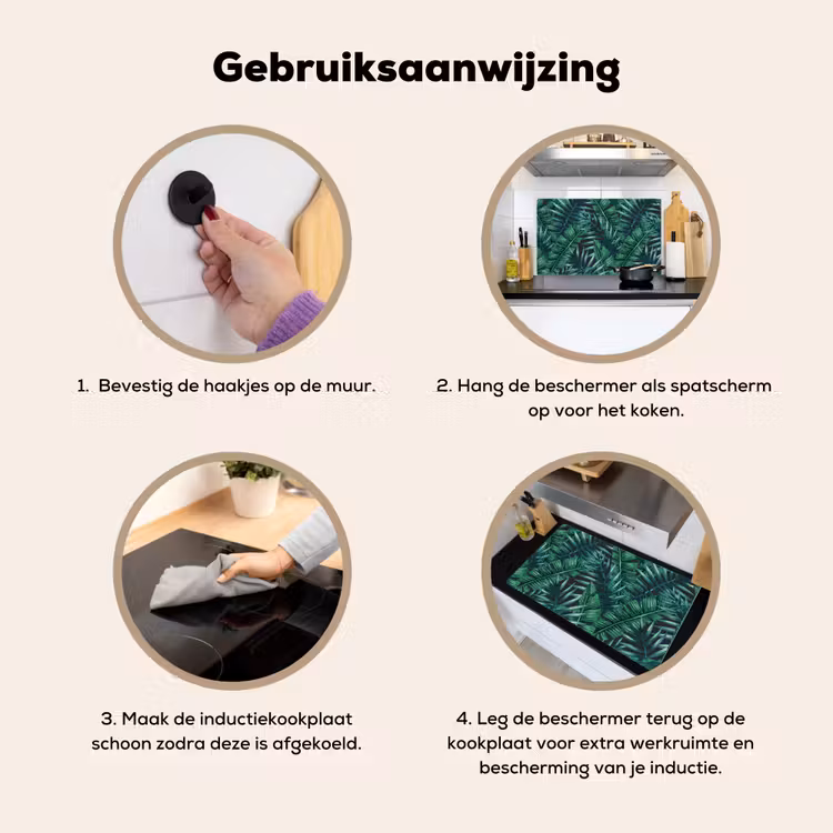 Bladeren - Tropical - Jungle Inductie beschemer met haakjes klein -ky-gebruik-nl