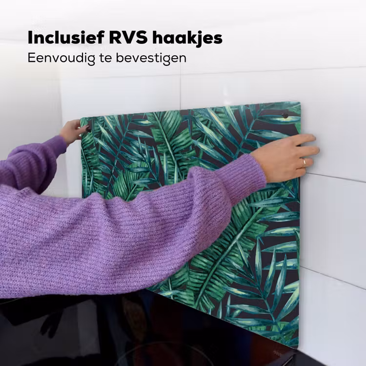 Bladeren - Tropical - Jungle Inductie beschemer met haakjes klein -ky-ophangen-nl