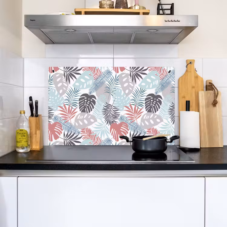 Bladeren - Tropical - Pastel - Jungle Inductie beschemer met haakjes klein -sfeer2