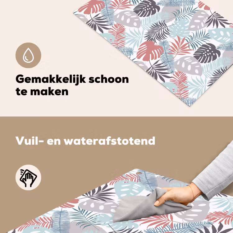 Bladeren - Tropical - Pastel - Jungle Inductie beschemer met haakjes klein -ky-schoon-nl