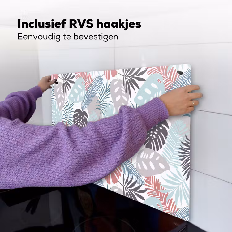 Bladeren - Tropical - Pastel - Jungle Inductie beschemer met haakjes klein -ky-ophangen-nl