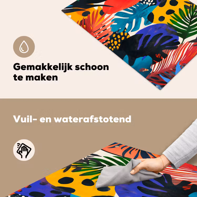 Bladeren - Vormen - Abstract - Kleurrijk Inductie beschemer met haakjes klein -ky-schoon-nl