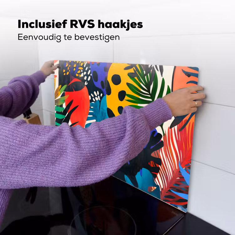 Bladeren - Vormen - Abstract - Kleurrijk Inductie beschemer met haakjes klein -ky-ophangen-nl