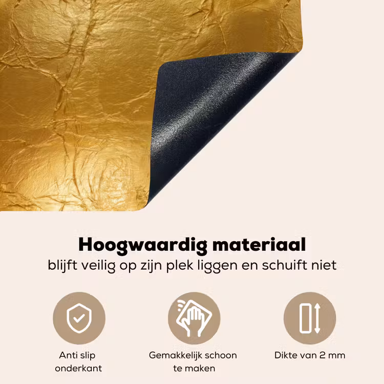 Bladgoud - Vintage - Textuur - Warm Goud Inductie beschemer met haakjes klein 777 -ky-onderkant-nl