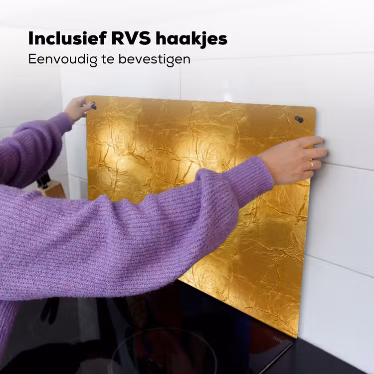 Bladgoud - Vintage - Textuur - Warm Goud Inductie beschemer met haakjes klein 777 -ky-ophangen-nl