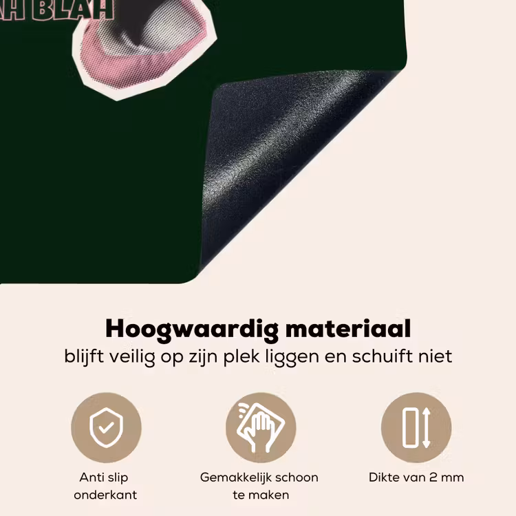 BLAH BLAH BLAH - Mond - Groen Inductie beschemer met haakjes klein -ky-onderkant-nl