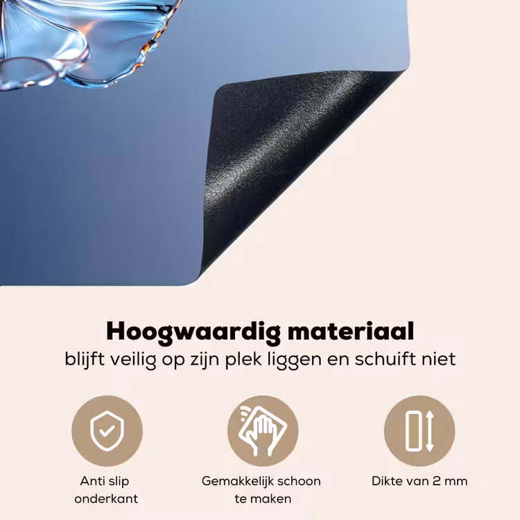 Blauw - Bloem - Glazen - Sierlijk Inductie beschemer met haakjes klein -ky-onderkant-nl