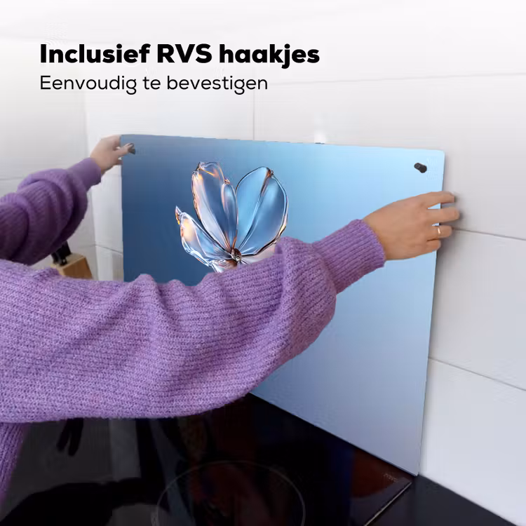 Blauw - Bloem - Glazen - Sierlijk Inductie beschemer met haakjes klein -ky-ophangen-nl