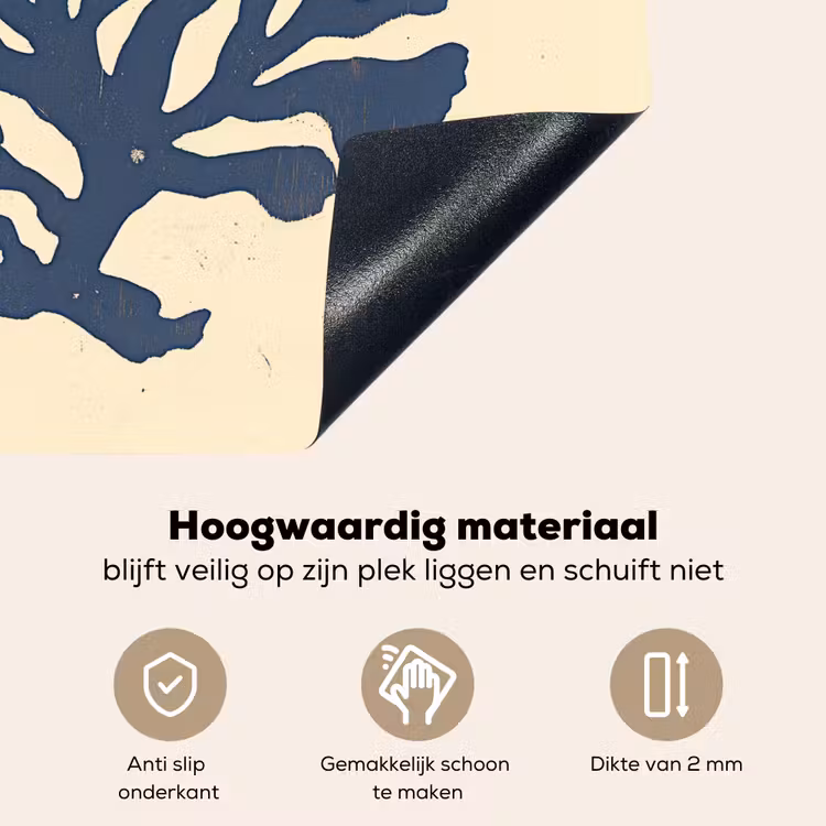 Blauw koraal - Vertakkingen - Beige Inductie beschemer met haakjes middel -ky-onderkant-nl