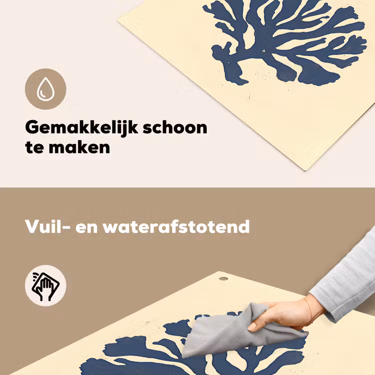 Blauw koraal - Vertakkingen - Beige Inductie beschemer met haakjes middel -ky-schoon-nl