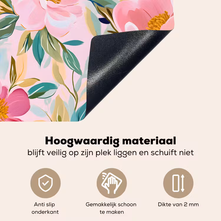 Blauw - Roze - Bloemen Inductie beschemer met haakjes klein -ky-onderkant-nl