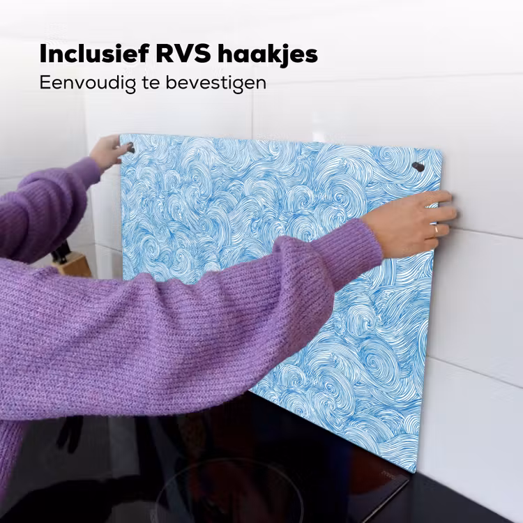 Blauw - Wit - Spiraal - Golven - Lijnen Inductie beschemer met haakjes klein 777 -ky-ophangen-nl