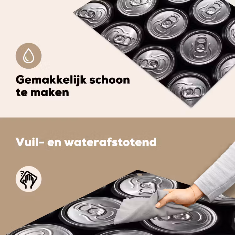 Blikjes - Aluminium - Patroon - Industrieel - Zilver Inductie beschemer met haakjes klein -ky-schoon-nl