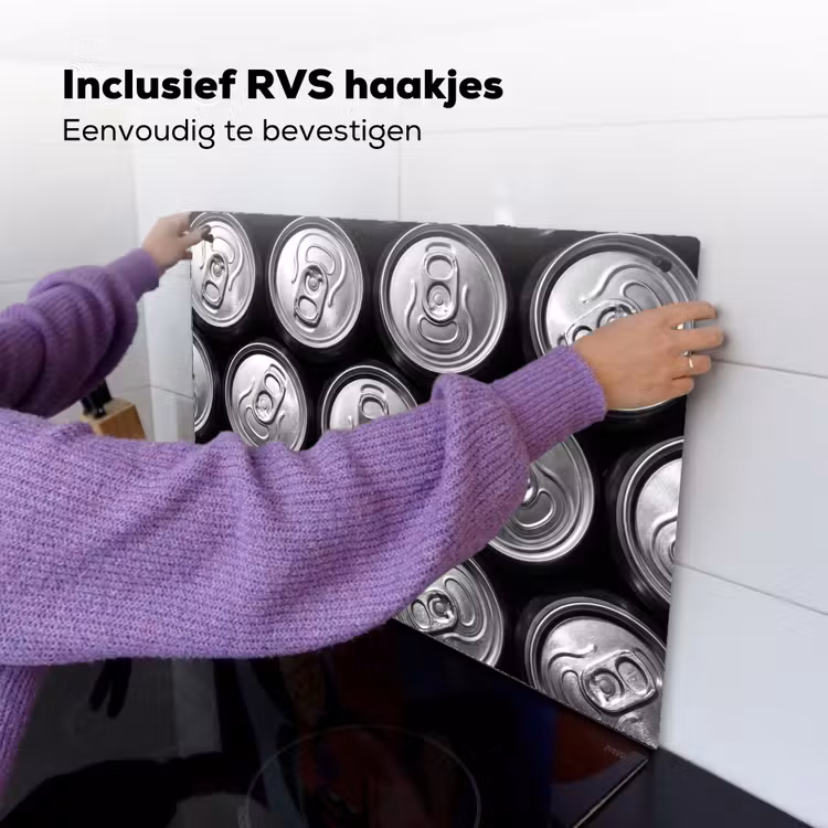 Blikjes - Aluminium - Patroon - Industrieel - Zilver Inductie beschemer met haakjes klein -ky-ophangen-nl