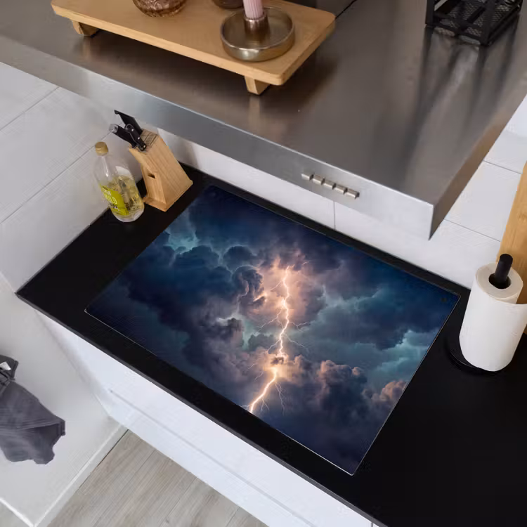 Bliksem - Storm - Natuur - Donker Inductie beschemer met haakjes klein -sfeer1