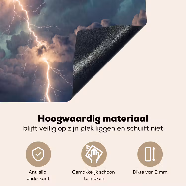 Bliksem - Storm - Natuur - Donker Inductie beschemer met haakjes klein -ky-onderkant-nl
