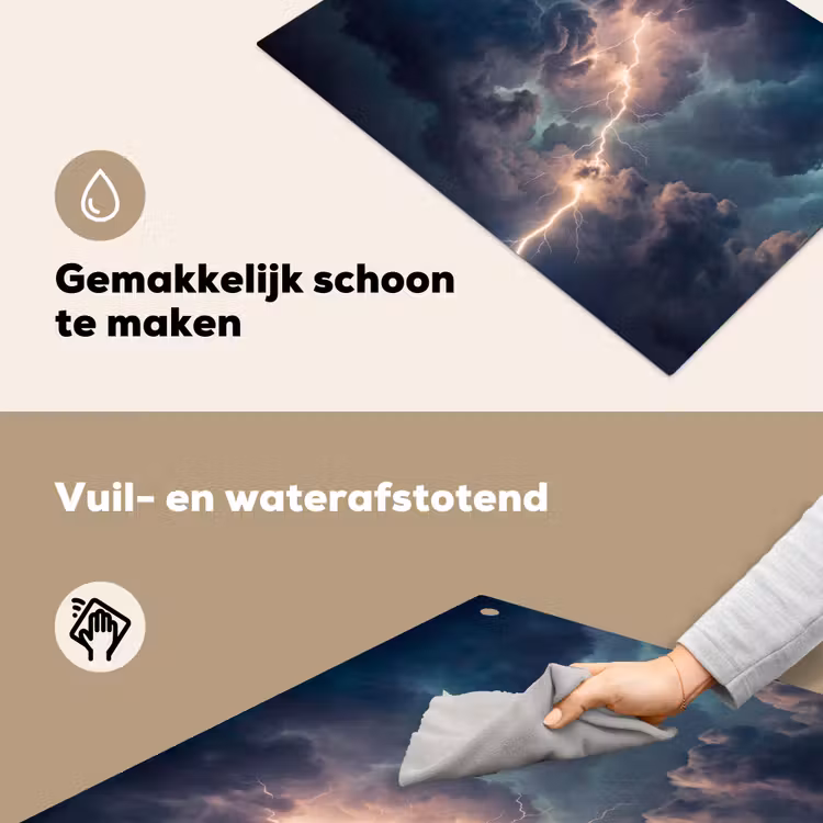 Bliksem - Storm - Natuur - Donker Inductie beschemer met haakjes klein -ky-schoon-nl