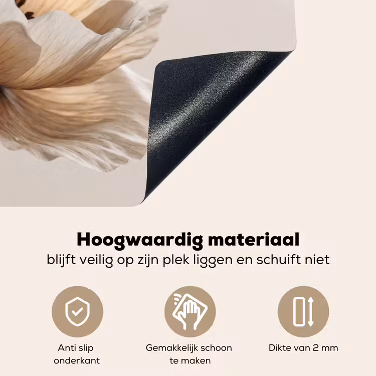 Bloem - Beige - Crème Inductie beschemer met haakjes klein -ky-onderkant-nl