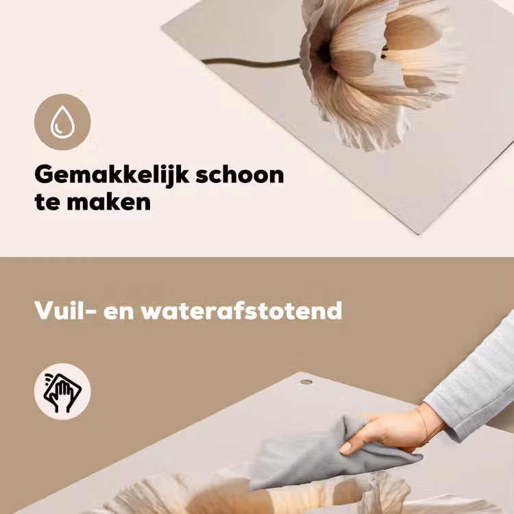 Bloem - Beige - Crème Inductie beschemer met haakjes klein -ky-schoon-nl