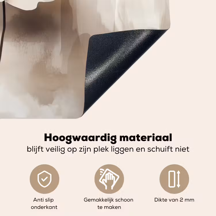 Bloem - Beige - Verf - Schaduw Inductie beschemer met haakjes klein -ky-onderkant-nl
