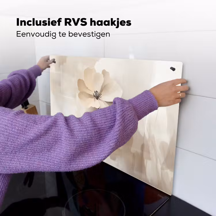 Bloem - Beige - Verf - Schaduw Inductie beschemer met haakjes klein -ky-ophangen-nl
