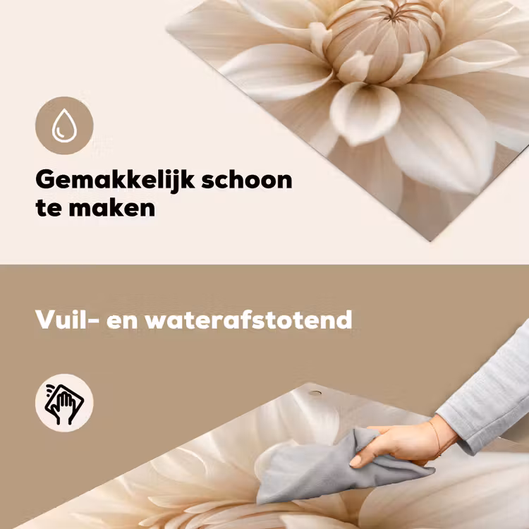 Bloem - Dahlia - Wit Inductie beschemer met haakjes klein -ky-schoon-nl