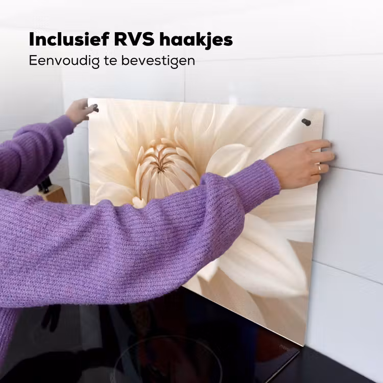 Bloem - Dahlia - Wit Inductie beschemer met haakjes klein -ky-ophangen-nl